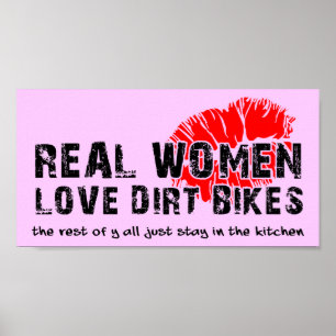 Véritables Femmes Affiche Signe Drôle Motocross Vé