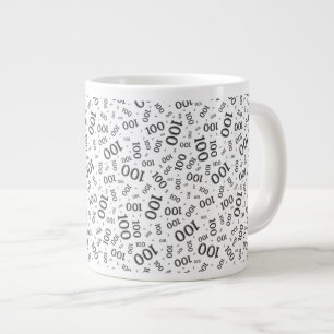 Verjaardag 100 Zwart/Wit Willekeurig Nummer Patroo Extra Grote Beker