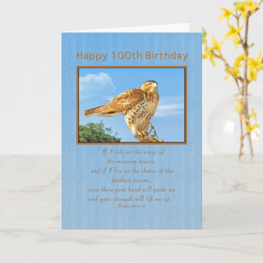 Verjaardag, 100e, Rough-legged Hawk Kaart (Gele Bloem)