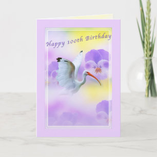 Verjaardag, 100th, Ibis Bird en Pansy Kaart