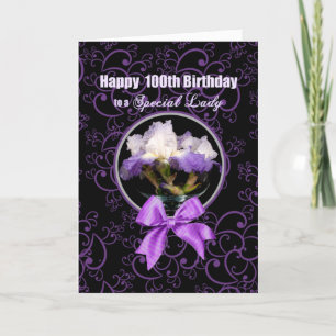 Verjaardag - 100th - Special Lady - Paarse Iris Kaart