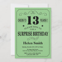 Verjaardag 13 Surprise Zwart en Groen