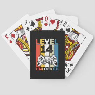 Verjaardag 14e niveau ontgrendeld 14 Gamen Vintage Pokerkaarten