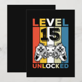 Verjaardag 15e level ontgrendeld 15 Gaming Vintage Kaart (Voorkant / Achterkant)