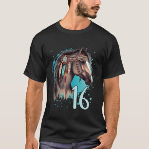 Verjaardag 16 Meisjes Paardrijden Stal Zestien 16 T-shirt