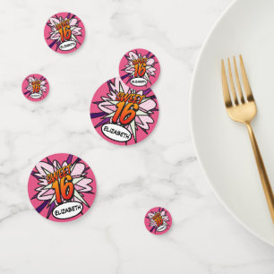 VERJAARDAG 16 Pink Leuke Retro Stripboek Confetti