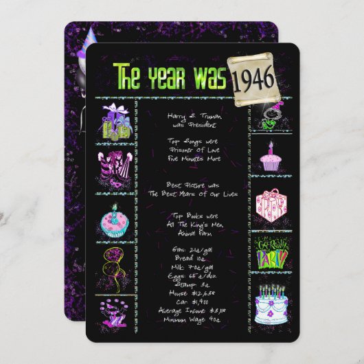 Verjaardag 1946 Uitnodiging (Voorkant / Achterkant)