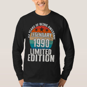Verjaardag 1990 Legendair  33 Jaar Oud T-shirt
