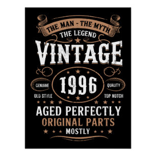 Verjaardag 1996 Vintage De Man De Legende 30e Verj Perfect Poster