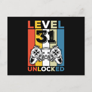Verjaardag 31e Level Ontgrendeld 31 Gaming Vintage Feestdagenkaart