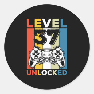 Verjaardag 37ste level ontgrendeld 37 Gaming retro Ronde Sticker