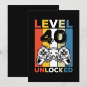 Verjaardag 40e level ontgrendeld 40 gamen retro kaart (Voorkant / Achterkant)