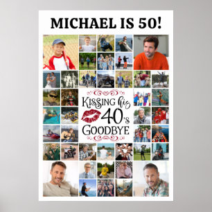 Verjaardag 42 foto's kussen zijn decennium vaarwel poster