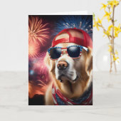 Verjaardag 4 juli Golden Retriever Kaart (Gele Bloem)