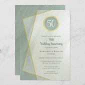 verjaardag 50e grayed jade w gold lijst kaart (Voorkant / Achterkant)