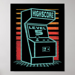 Verjaardag 5 Jaar Oude Retro Gamer Level Up Ontgre Poster
