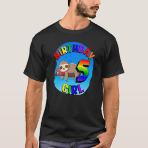 Verjaardag 5 Meisje Leuke Baby luiaard Regenboog K T-shirt