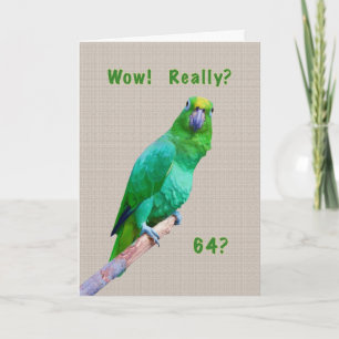 Verjaardag, 64e, groene papegaai op een ledemaat kaart