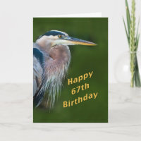 Verjaardag, 67e, Great Blue Heron Bird Note Kaart