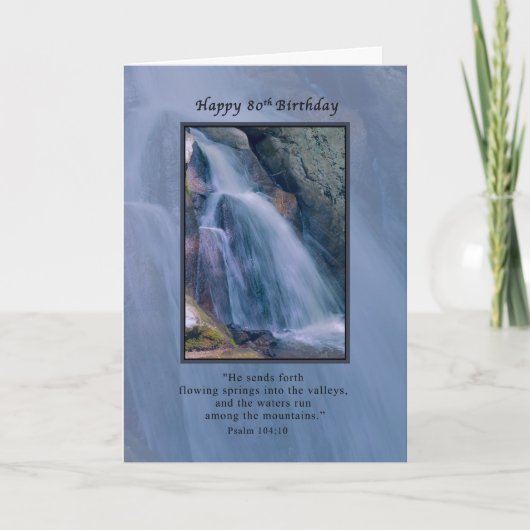 Verjaardag, 80e, Religieus, Mountain Waterfall Kaart (Voorkant)