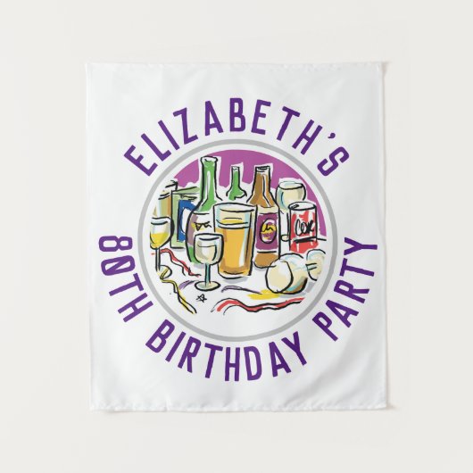 Verjaardag 80e verjaardagstapijt wandkleed (Voorkant)