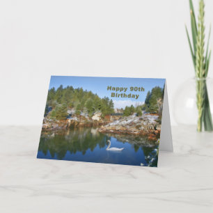 Verjaardag, 90e, Mountain Lake, Swan Kaart
