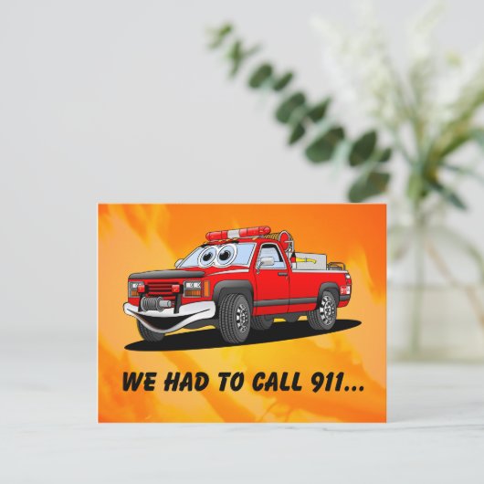 Verjaardag 911 Cartoon Briefkaart (Staand voorkant)