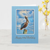 Verjaardag, 93e, Brown Pelican op Post Kaart (Gele Bloem)
