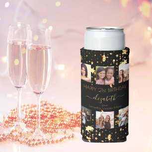 Verjaardag aangepaste foto collage zwart goud vrie
