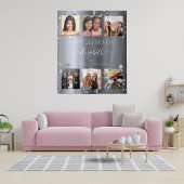 Verjaardag aangepaste fotocollage zilver beste vri wandkleed