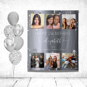 Verjaardag aangepaste fotocollage zilver beste vri wandkleed