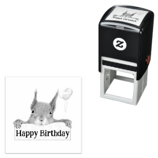 Verjaardag aangepaste tekst eekhoorn ballon zelfinktende stempel