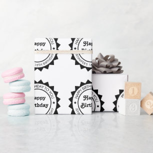Verjaardag Aangepaste Tekst Stijlvol Ontwerp Patro Cadeaupapier