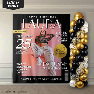 Verjaardag Aangepaste Tijdschrift Omslag Achtergro Wandkleed
