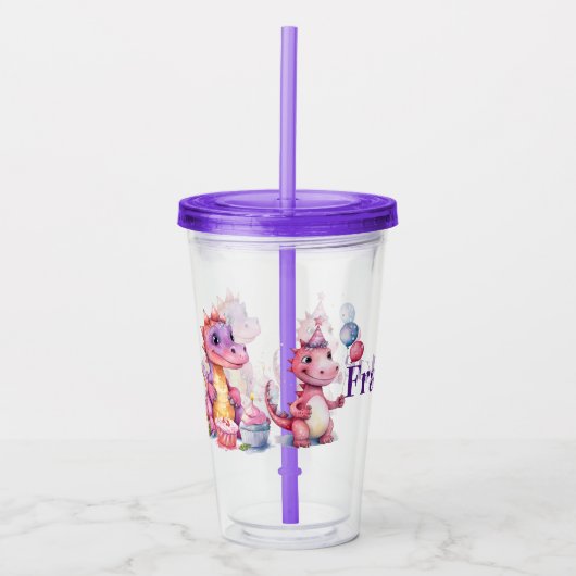 Verjaardag aanpassen dinosaurussen acryl drinkbeker (Voorkant)