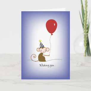 Verjaardag aap & ballon kaart