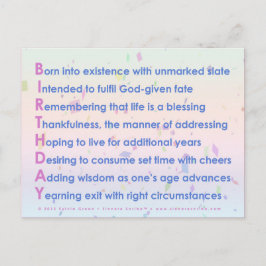 Verjaardag (Acrostiek) Briefkaart