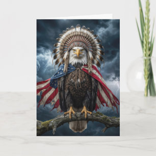 Verjaardag Adelaar met een Amerikaanse Vlag Cape Kaart