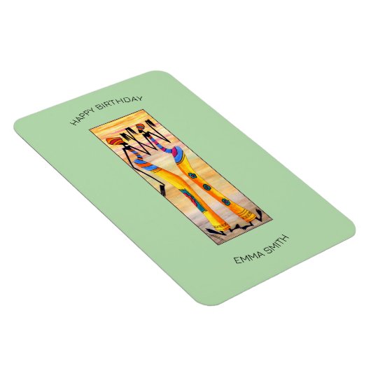 Verjaardag, African Art waterverf Geweldige Dans Magneet (Rechterzijde)