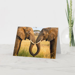 Verjaardag Afrikaanse Olifanten In Savanne Gras Kaart