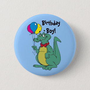 Verjaardag Alligator Ballon Knop Ronde Button 5,7 Cm
