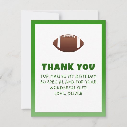 Verjaardag American Football Bedankkaart (Voorkant)
