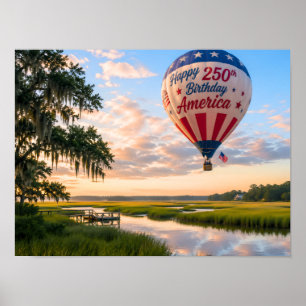 Verjaardag Amerika Lowcountry Heet Lucht Ballon Poster