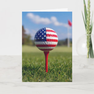 Verjaardag Amerikaanse vlag op een golfbal Kaart