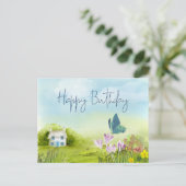 Verjaardag Aquarel Zomer Cottage Briefkaart (Staand voorkant)
