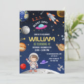 Verjaardag astronaut, Outer Space Galaxy Blast Off Kaart (Staand voorkant)