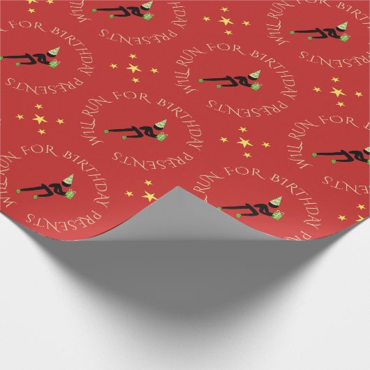 Verjaardag atleet aangepaste tekst zwart rood cadeaupapier (Hoek)