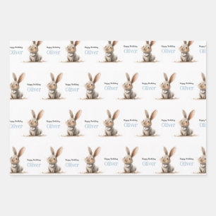 Verjaardag baby jongen Cute Rabbit Inpakpapier Vel