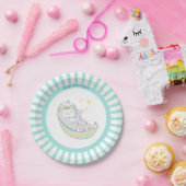 Verjaardag Baby Jongen Kitty Kat op Lichtblauw & W Papieren Bordje (Feest)