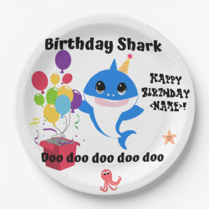 Verjaardag Baby Shark Party Papieren Bordje